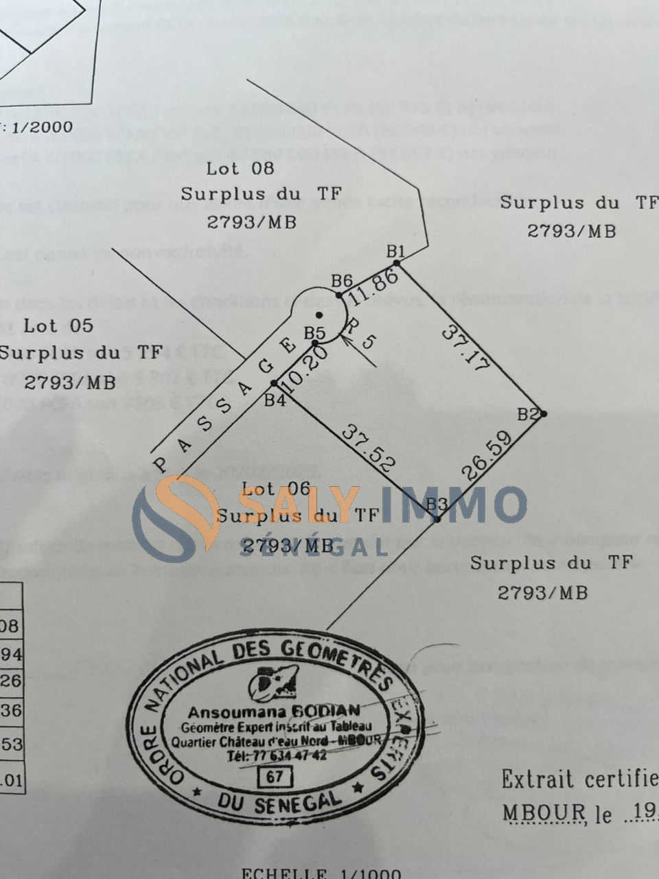 Terrain de 1 077 m² à Nguérigne — réf. TGU054/A — photo 2